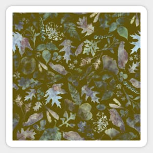 Woodland foliage, forest green, watercolor wash Sticker